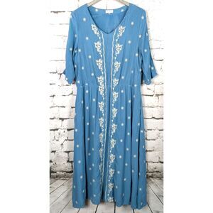 SWEET SALT Embroidered Boho Maxi Dress Cottage Summer Modest Pockets Size 18/20